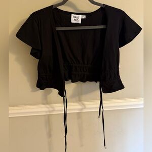 Princess Polly Black Tie-Front Top